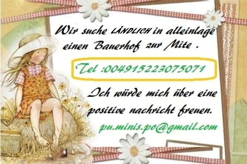 Wir suche "LÄNDLICH" in alleinlage einen Resthof zur Miete
