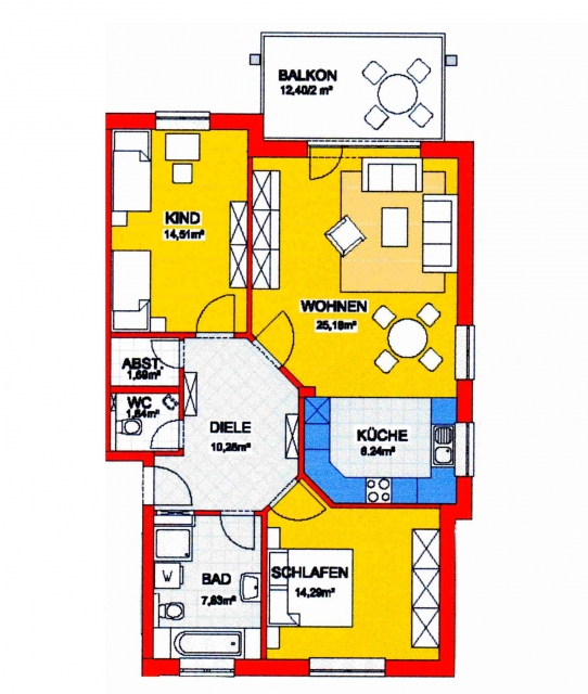 3 Zimmer Neubauwohnung/Erstbezug in ruhiger und sonniger Lage 